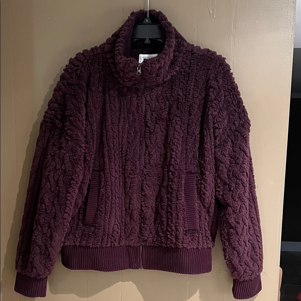 American Eagle Zip Up Sherpa Jacket  in Moonlight Sz M NEW